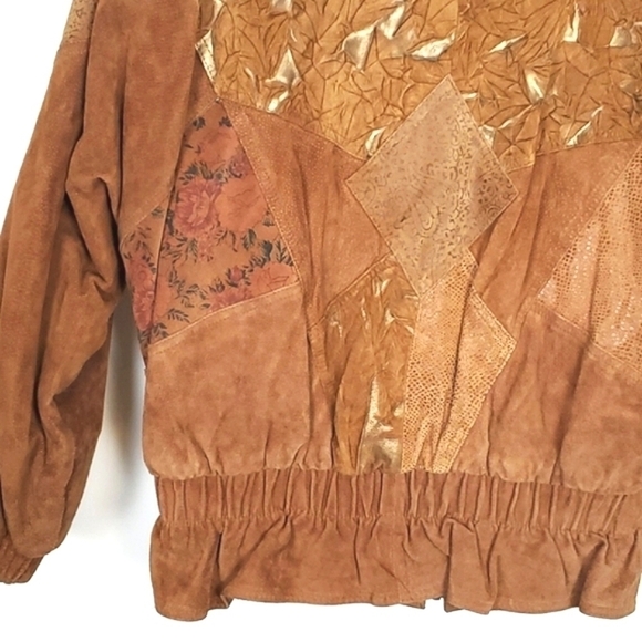 Vintage 80s Winlit Genuine Suede Leather‎ Patchwork Coat - Picture 8 of 9
